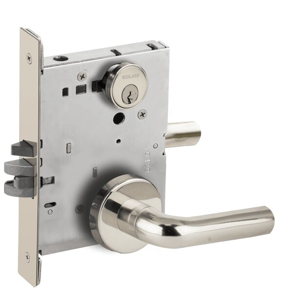 Schlage Grade 1 Entrance Office Mortise Lock, Conventional Cylinder, S123 Keyway, 02 Lever, B Rose, Bright C L9050P 02B 625 - main